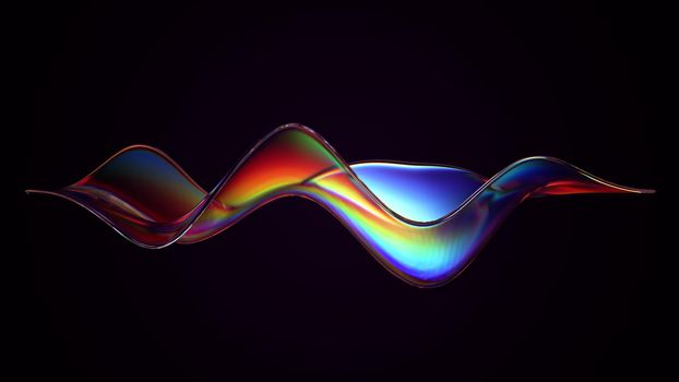 Abstract Shape with rainbow reflections and refractions
