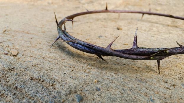 The crown of thorns of Jesus. Copy space and Easter concept