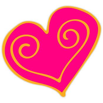 Hand Drawn Pink Heart. Printable Sticker. Day of the Dead, Dia de los Muertos.