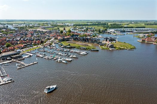 Aerial from the city Grou in Friesland the Netherlands