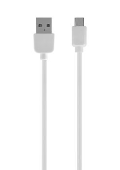 connector USB, micro USB with cable, white isolated on white background