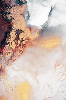 Burning abstract background from marble ink art of exquisite original painting . Painting was painted on high quality paper texture to create smooth marble background pattern of ombre alcohol ink .