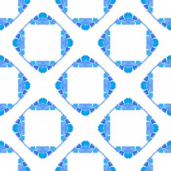Repeating striped hand drawn border. Blue impressive boho chic summer design. Striped hand drawn design. Textile ready Actual print, swimwear fabric, wallpaper, wrapping.
