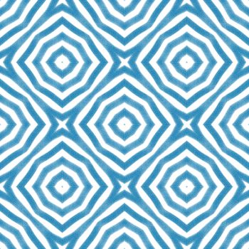 Exotic seamless pattern. Blue symmetrical kaleidoscope background. Summer swimwear exotic seamless design. Textile ready neat print, swimwear fabric, wallpaper, wrapping.