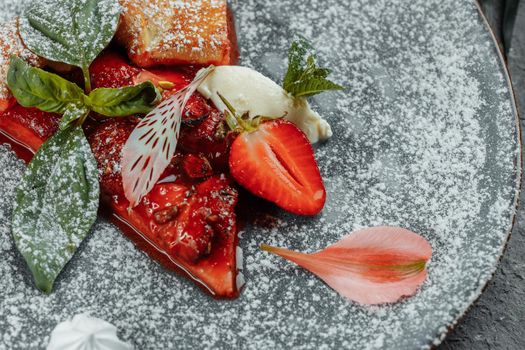 Grilled fruit pizza with fresh strawberries. best summer dessert.