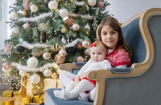 Christmas photo of children new year. Selective focus. Holiday.