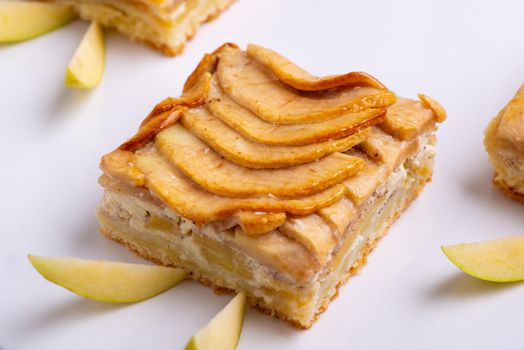 A serving of delicious fruit vanilla cake on a white plate