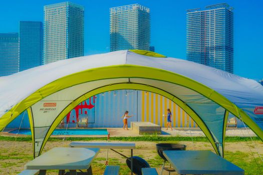 Image of skyscrapers and outdoors. Shooting Location: Tokyo metropolitan area