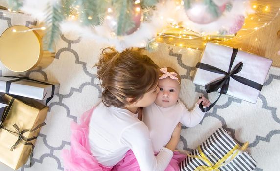 Christmas photo of children new year. Selective focus. Holiday.