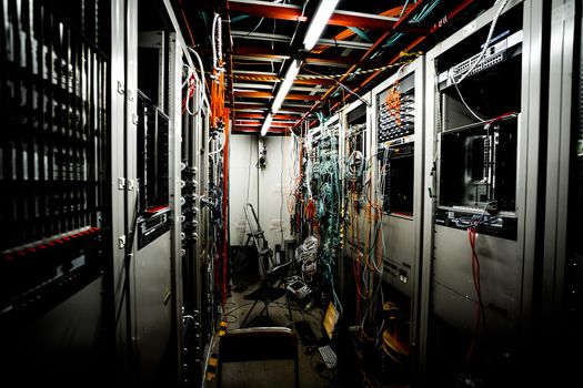 Server Room Cable Image. Shooting Location: Tskuba-city, Ibaraki-pref
