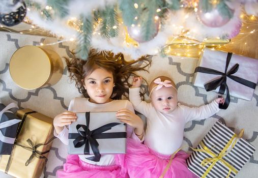 Christmas photo of children new year. Selective focus. Holiday.