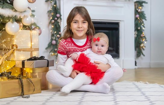 Christmas photo of children new year. Selective focus. Holiday.