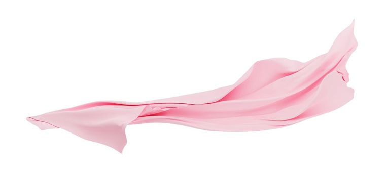 Pink fabric flying in the wind isolated on white background 3D render