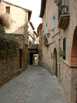 Alquezar, Spain - 14 August 2009: Views of the streets of the historic city