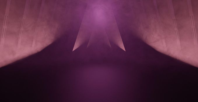 Sci Fi Futuristic Background Neon Modern Elegant Purple Corridor Grunge Reflective Concrete 3D Rendering