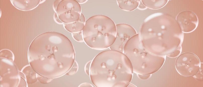 Creative Luxurious Molecules Collagen Serum Vitamin Skin Care Concept Banner Background Wallpaper 3D