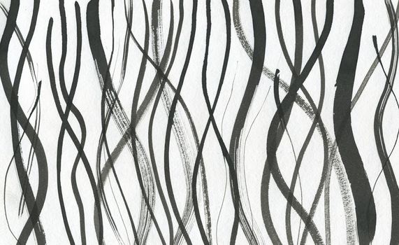 Abstract Gray Watercolor Drawing. Hand Drawn Grey Background Texture. Background Illustration Wavy Lines in Hand Drawn Sketch Art.