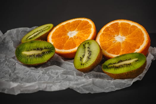 Luxurious fruit background. Studio photography of various fruits isolated on black background. Copy space. high resolution product