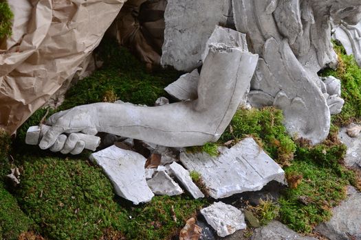 Stone statue detail of human hand