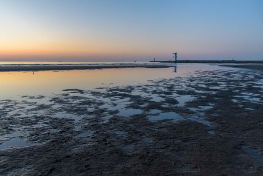 Picturesque dusk at Baltic sea in Swinoujscie in Poland