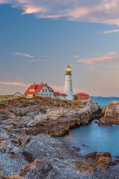 Portland Head Light  in Maine at Sunset in USA