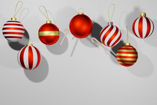 3d rendering illustration of xmas ornaments shiny ball festive in christmas theme.