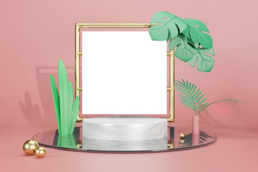 3d rendering illustration of frame mockup in minimal room for placing advertising design 