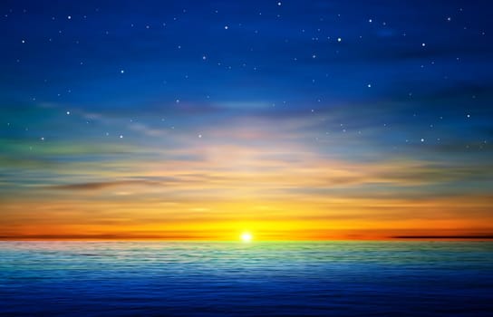 abstract spring background with golden ocean sunrise