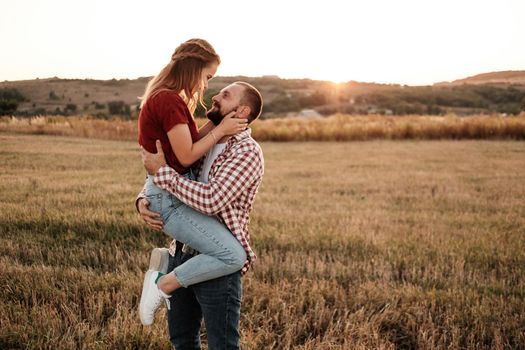 Portrait of a Happy Couple Fall in Love