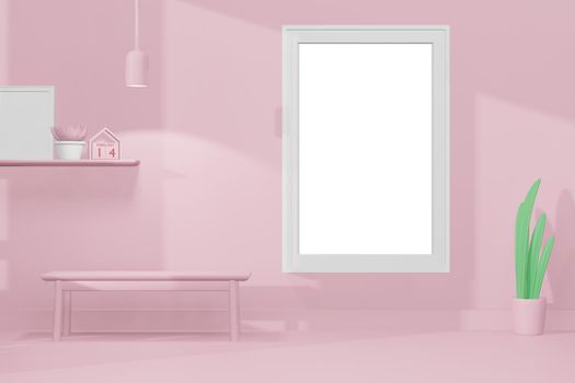 3d rendering illustration of frame mockup in minimal room for placing advertising design 