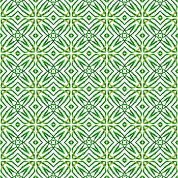 Textile ready beautiful print, swimwear fabric, wallpaper, wrapping. Green great boho chic summer design. Green geometric chevron watercolor border. Chevron watercolor pattern.