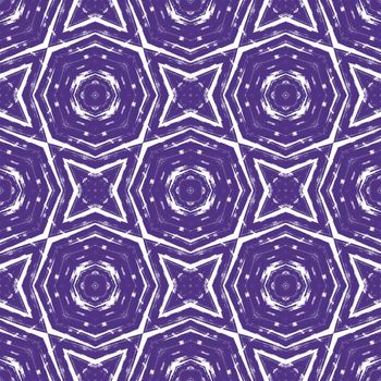 Ethnic hand painted pattern. Purple symmetrical kaleidoscope background. Summer dress ethnic hand painted tile. Textile ready grand print, swimwear fabric, wallpaper, wrapping.