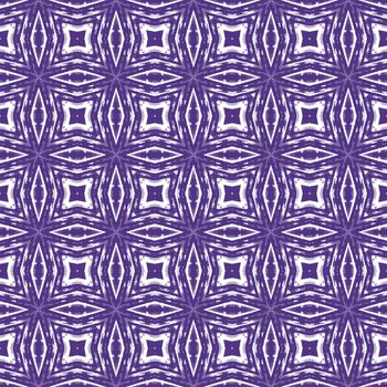 Ikat repeating swimwear design. Purple symmetrical kaleidoscope background. Summer ikat sweamwear pattern. Textile ready classy print, swimwear fabric, wallpaper, wrapping.