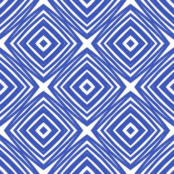 Mosaic seamless pattern. Indigo symmetrical kaleidoscope background. Retro mosaic seamless design. Textile ready indelible print, swimwear fabric, wallpaper, wrapping.