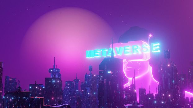 Crypto Metaverse Awesome Banner Background 3d Illustration