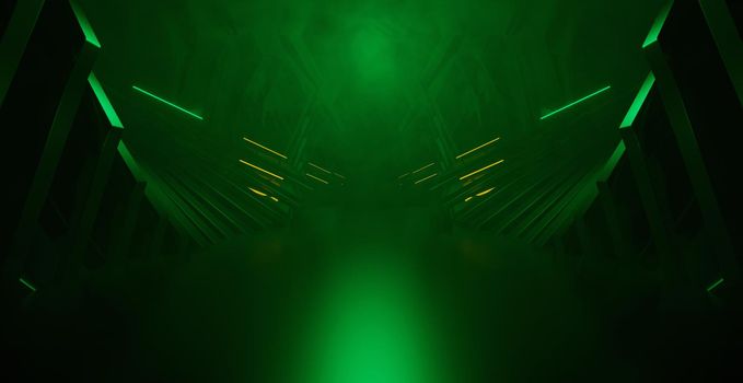 Luxurious And Elegant Futuristic Dark Volumetrics Smoke Green Glowing Banner Background Wallpaper 3D