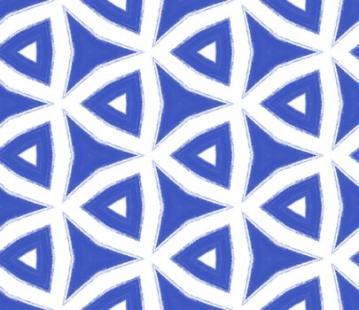 Mosaic seamless pattern. Indigo symmetrical kaleidoscope background. Textile ready sightly print, swimwear fabric, wallpaper, wrapping. Retro mosaic seamless design.