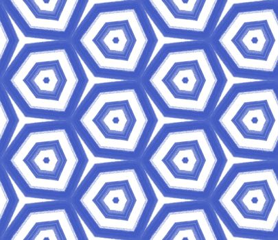 Exotic seamless pattern. Indigo symmetrical kaleidoscope background. Summer swimwear exotic seamless design. Textile ready curious print, swimwear fabric, wallpaper, wrapping.