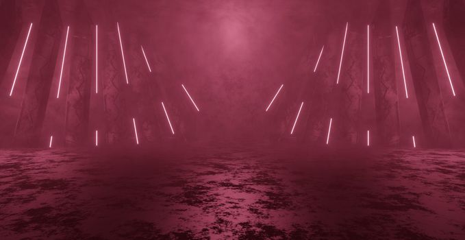 Extraordinary Futuristic Industrial Empty Cinematic Volumetrics Pastel Pink Interior Abstract Background 3D