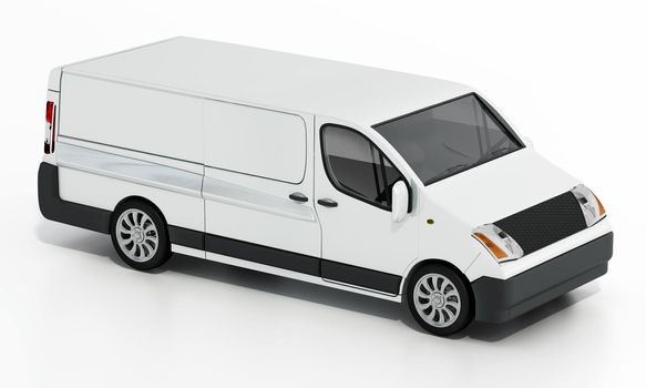 Transport van isolated on white background. 3D illustration.