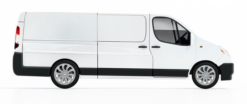 Transport van isolated on white background. 3D illustration.