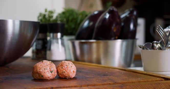 Chef Makes Mince Meatballs. Meat Cooking Tasty, Appetizing.
