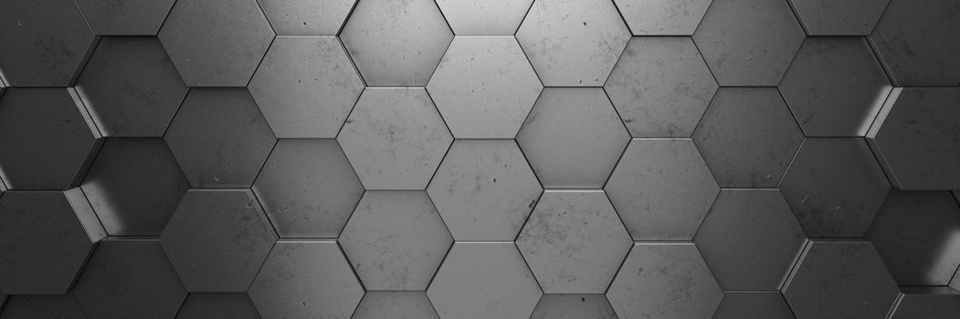 Modern metallic honeycomb and hexagon background pattern. 3d rendering