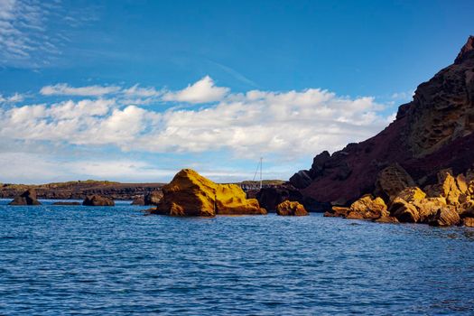 Rock on the sea of Linosa one of the Pelagie Islands in the Sicily Channel of the Mediterranean Sea