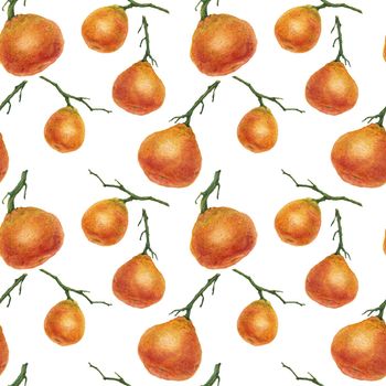Fresh tangerine watercolor seamless pattern with clipping path