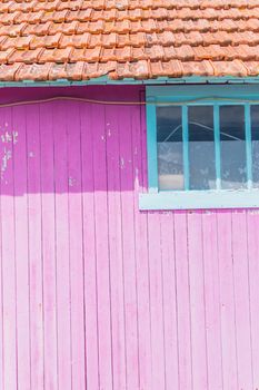 Colorful cabins on the harbor of Château d'Oléron, on the island of Oléron in France