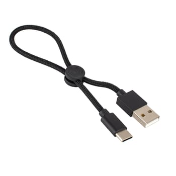 connector with cable, USB, Type-C, black, white background