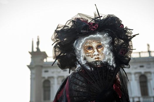 VENICE, ITALY - Febrary 21 2019: The masks of the Venice carnival 2019