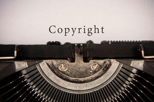 Copyright text typed on an old vintage typewriter.