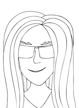 Coloring Page with a Fantasy Woman, Hand Drawn Stained Glass Portrait. Hand-Drawn Coloring Book of an Attractive Girl.